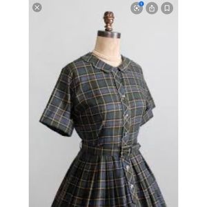 1950s Brentwood Plaid Cotton Shirt Dress